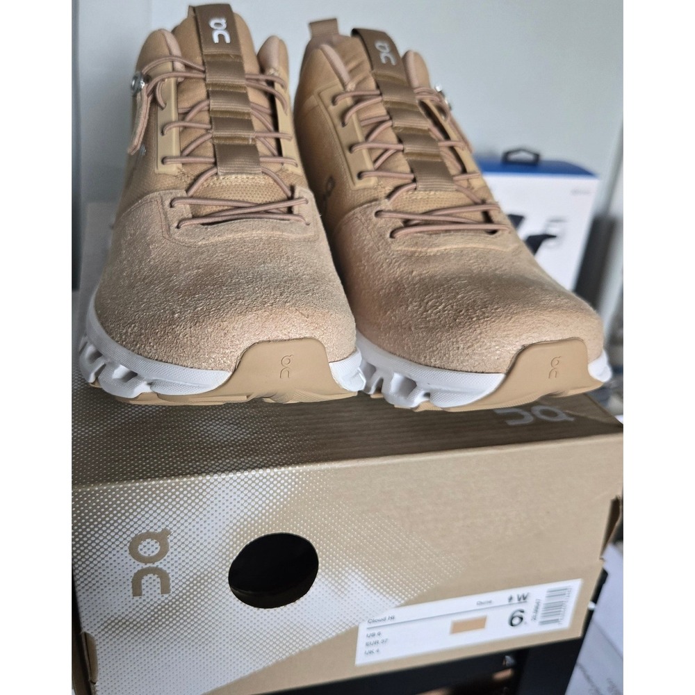On Running Cloud Hi Womens 6 Dune Sand Mid Top Sneakers NEW
